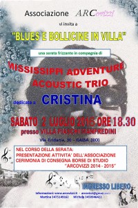 locandina "Blues e bollicine in Villa" 2 luglio 2016